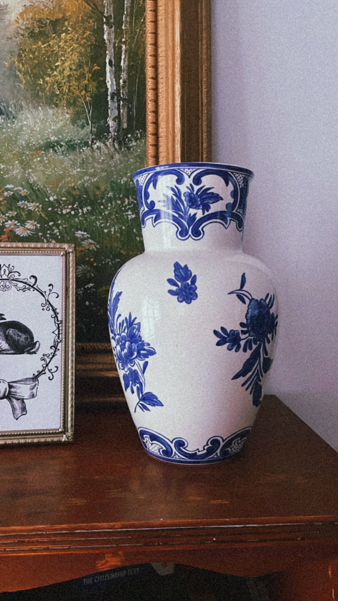 Tiffany & Co. Pottery Vase Delft Blue 9.5 inch Tall Portugal White Porcelain