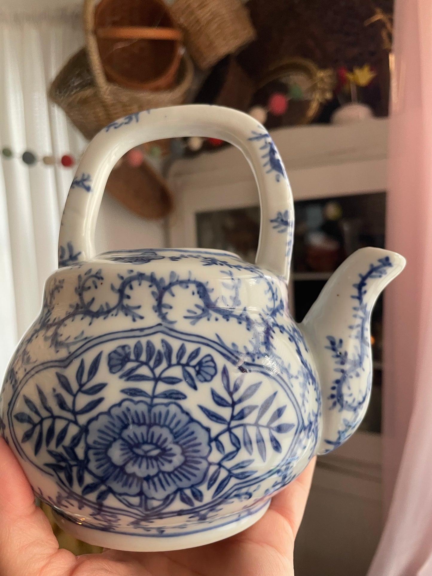 Blue And White Floral Ceramic Decorative Teapot