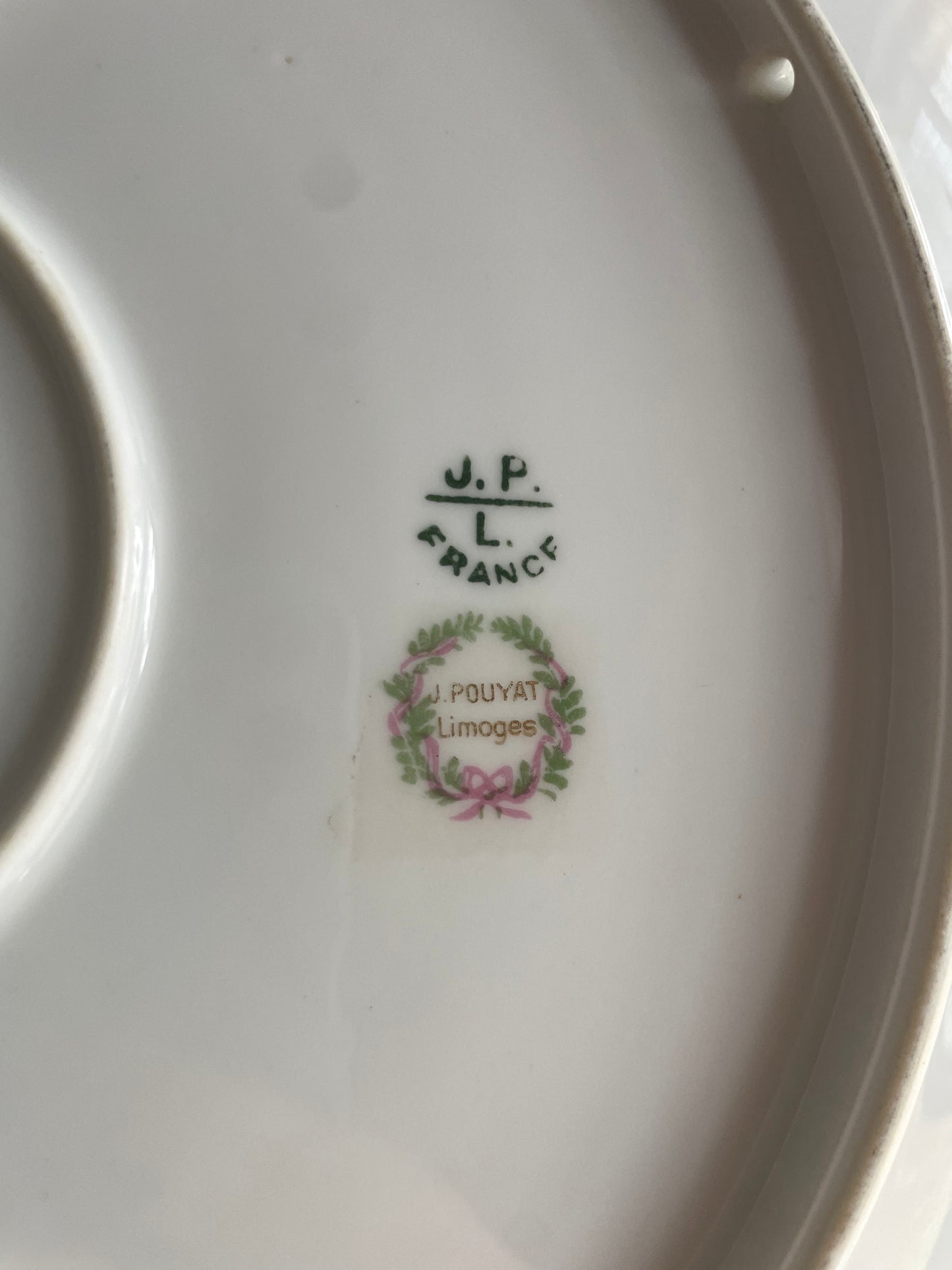 Hand Painted - Jean Pouyat Limoges France - Pink Flower Floral Cake Plate