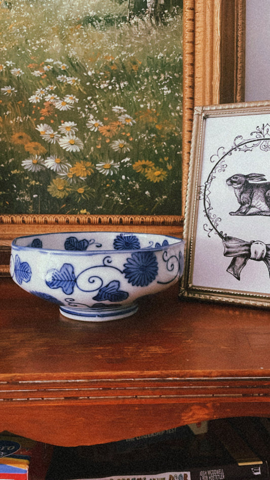 Otigiri Octagon OMC Japan China Blue White Leaf Rice Bowl