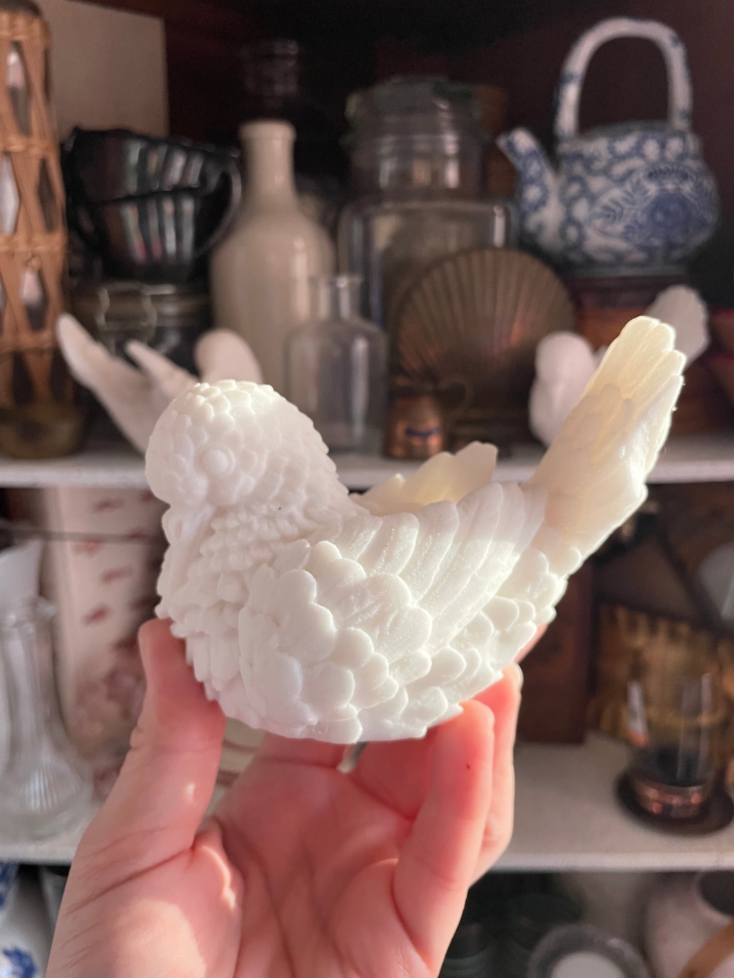 A. Santini Italian Love Bird Sculpture Alabaster - Chipped