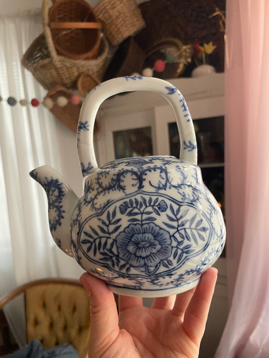 Blue And White Floral Ceramic Decorative Teapot