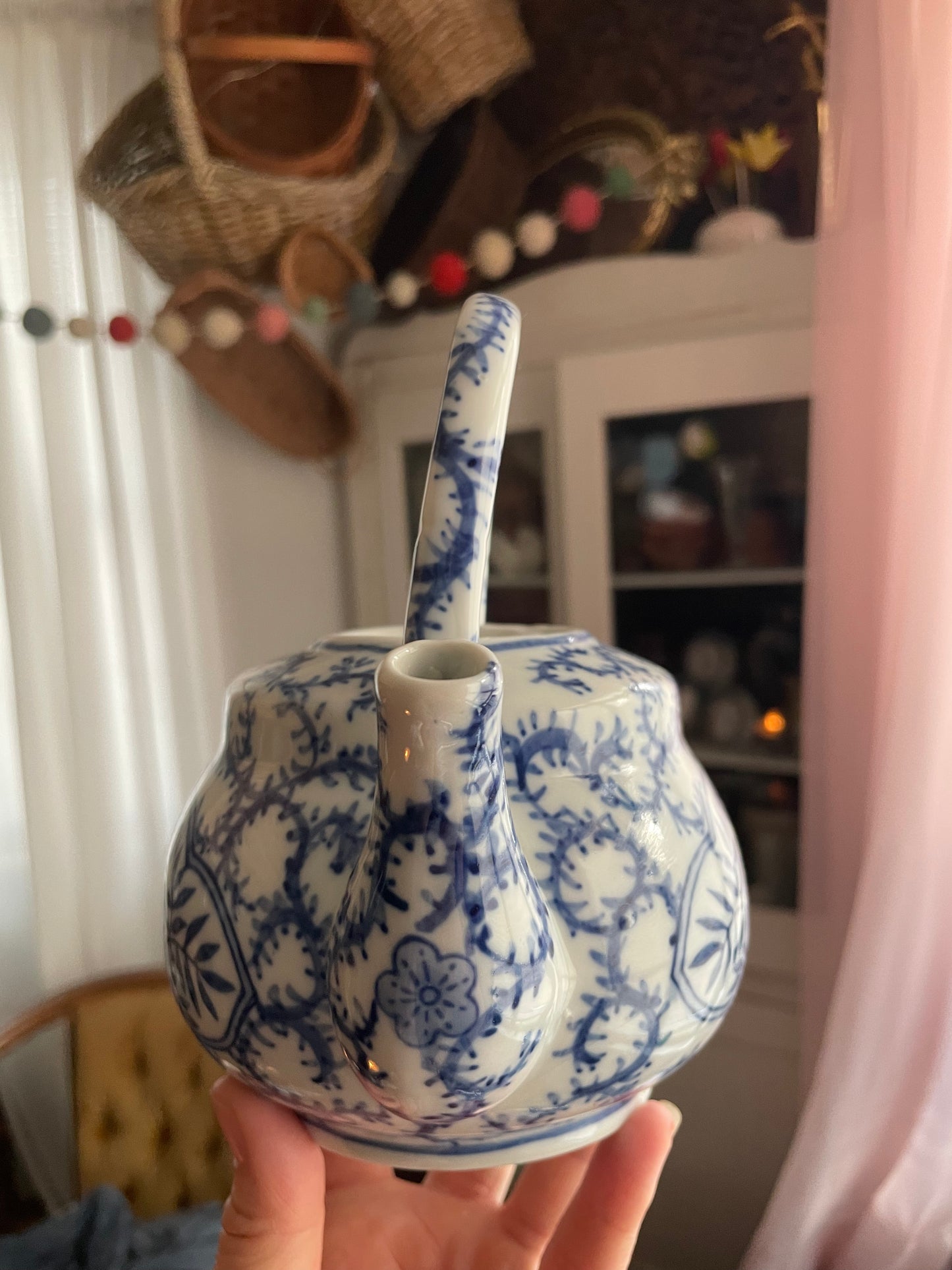Blue And White Floral Ceramic Decorative Teapot