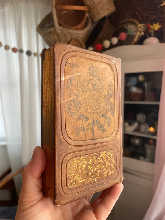 Borghese Italian Bookends - Pair of Books with Floral Design Plaster Gilded Gold Vintage