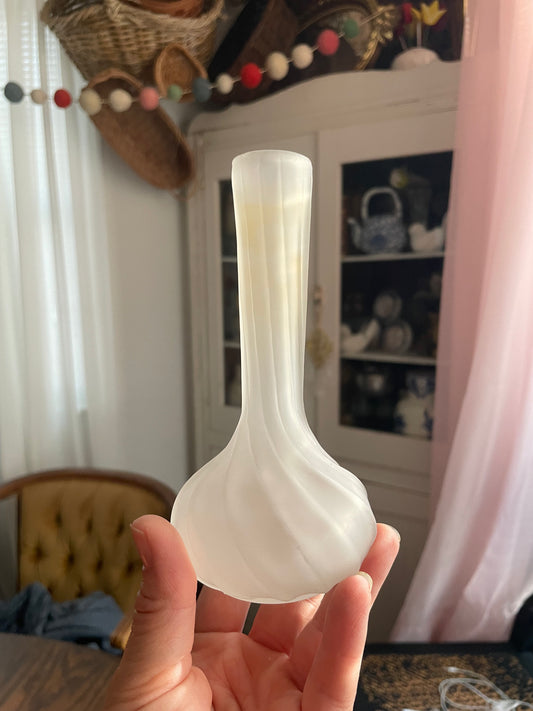 Bud Vase Spiral Frosted Molded 5.75 in CA Marketing Innovations Cut Top Vintage