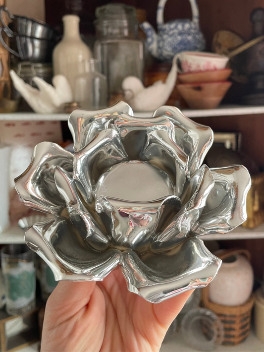 Ceramic Metallic Rose Votive Candle Holder