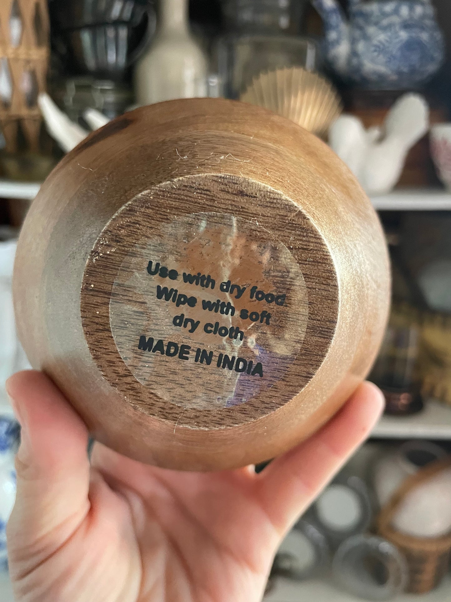 Small Wooden Bowls with Red Bead Rim