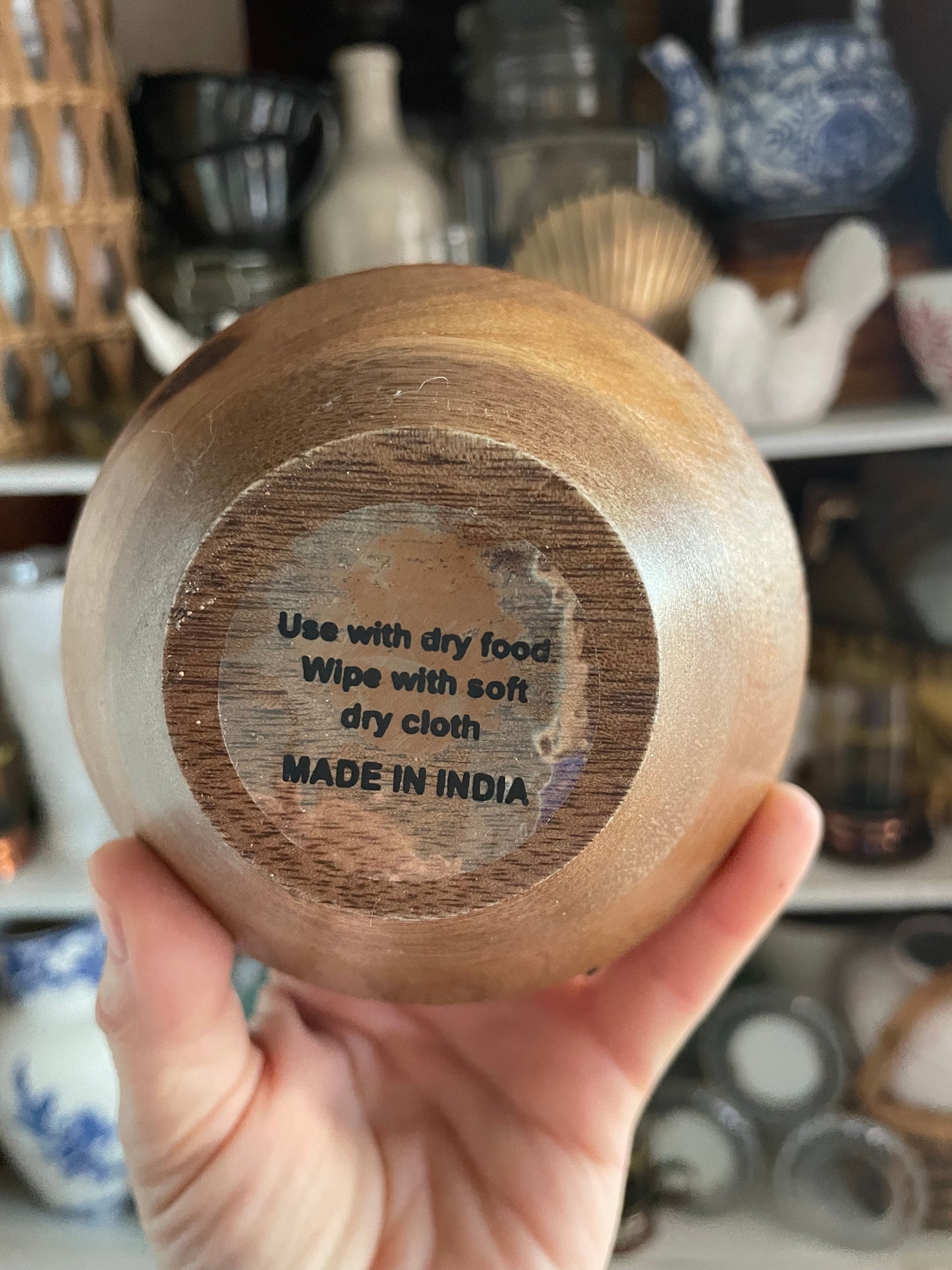 Small Wooden Bowls with Red Bead Rim